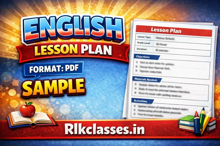 B.Ed english lesson plan for class 3 to 8 | lesson plan on articles