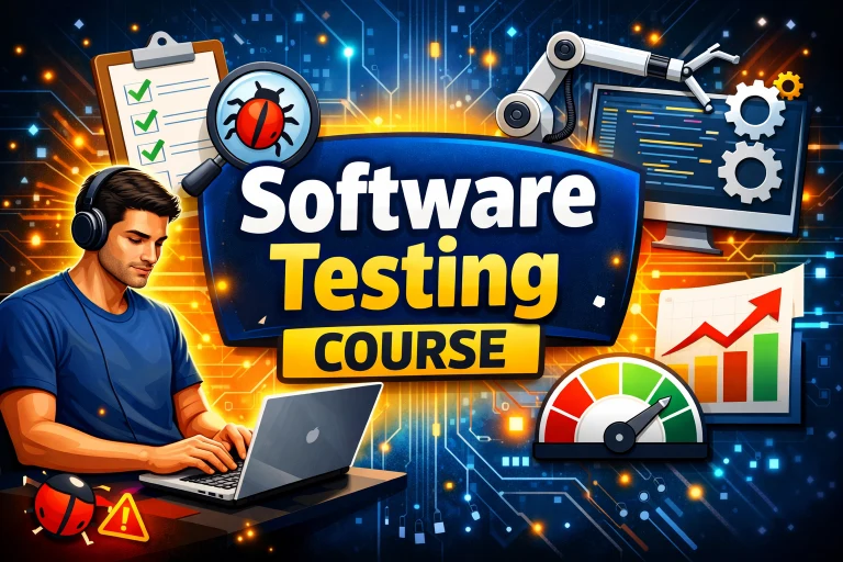 Software Testing Course, software testing course in hindi, software testing course online, software testing course fees, software testing course duration, software testing training, manual testing course, automation testing course, selenium course, QA testing course, software tester course for beginners, software testing certification, software testing career, software testing job opportunities, software testing course for freshers